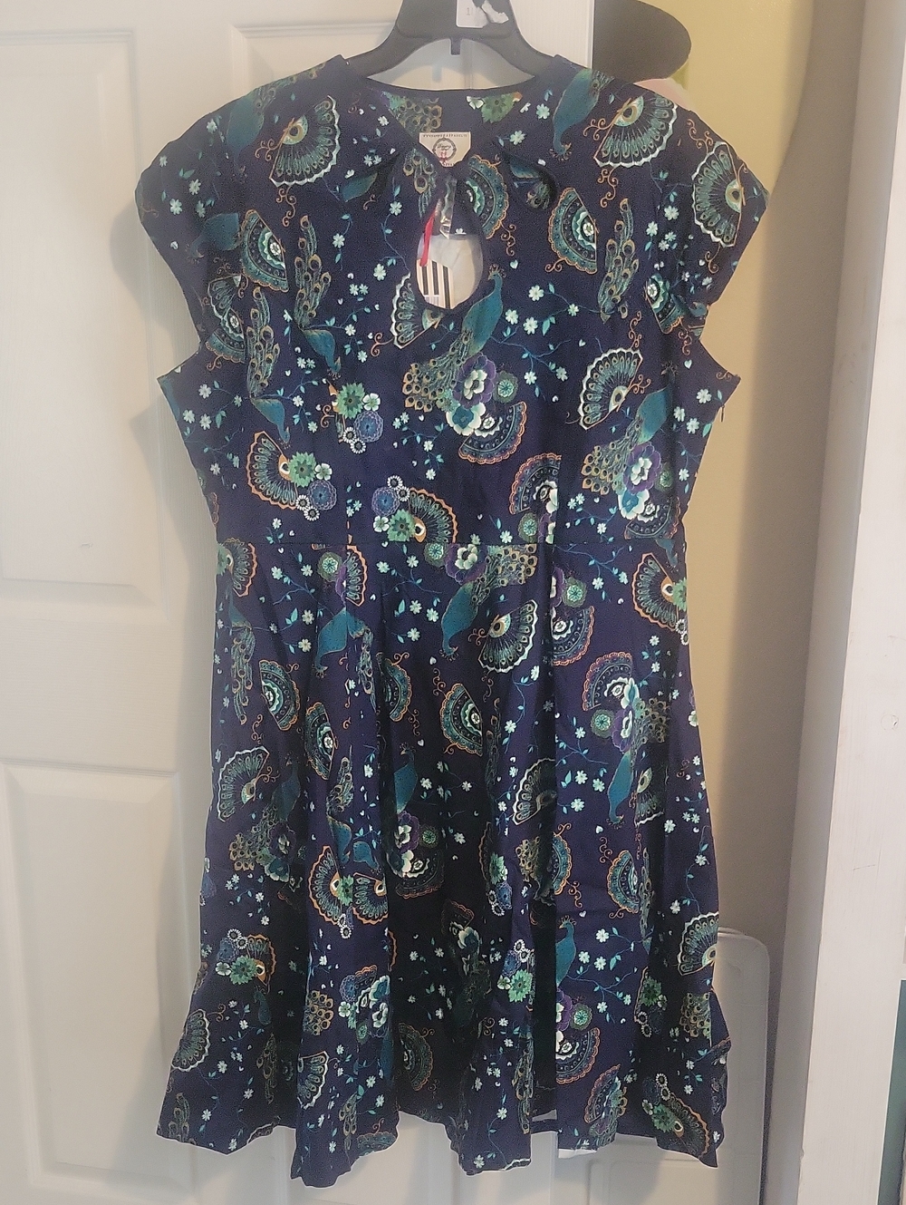 Dancing Days Banned apparel Sz4XL Navy Floral Paisley Fit, Flare Side Zip Dress